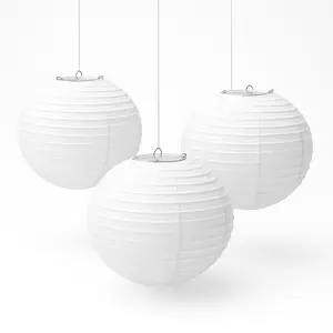 9.5" Frosty White Paper Lanterns - 3 Pack