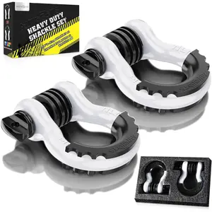 3/4" D Ring Shackles (2 Pack), D Rings Heavy Duty 48,000Ib Break Strength with 7/8" Pin, Tow Hooks for Offroad Vehicle Truck Recovery White