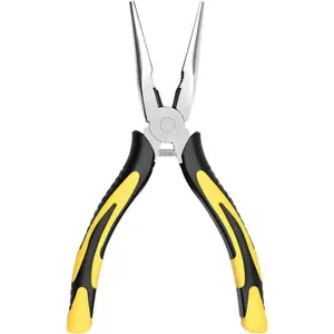 Premium Long Needle Nose Pliers-6’’, Paper Clamp Precision, High Carbon Steel, Soft Grip with Wire Cutter, Long Nose Cutting Pliers for Home, Fishing, Jewelry, Crafts,1pcs