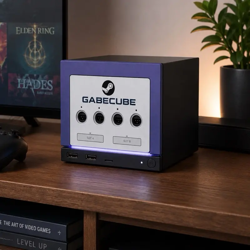 GabeCube Steam Machine Faceplate |  Purple 3D Printed Retro Gaming Mod