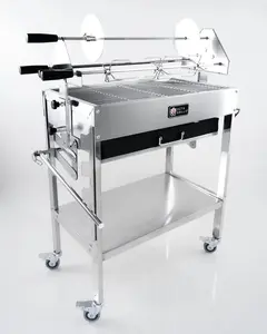 Cyprus Stainless Charcoal Rotisserie with 3 Stainless Steel Skewers Single Motor System & Adjustable Height for Versatile Cooking