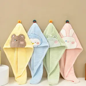 Cartoon Pattern Hair Drying Towel, Quick Drying Hair Towel, Absorbent Bath Products for Home Bathroom Dormitory Hotel Salon, Shower Towels