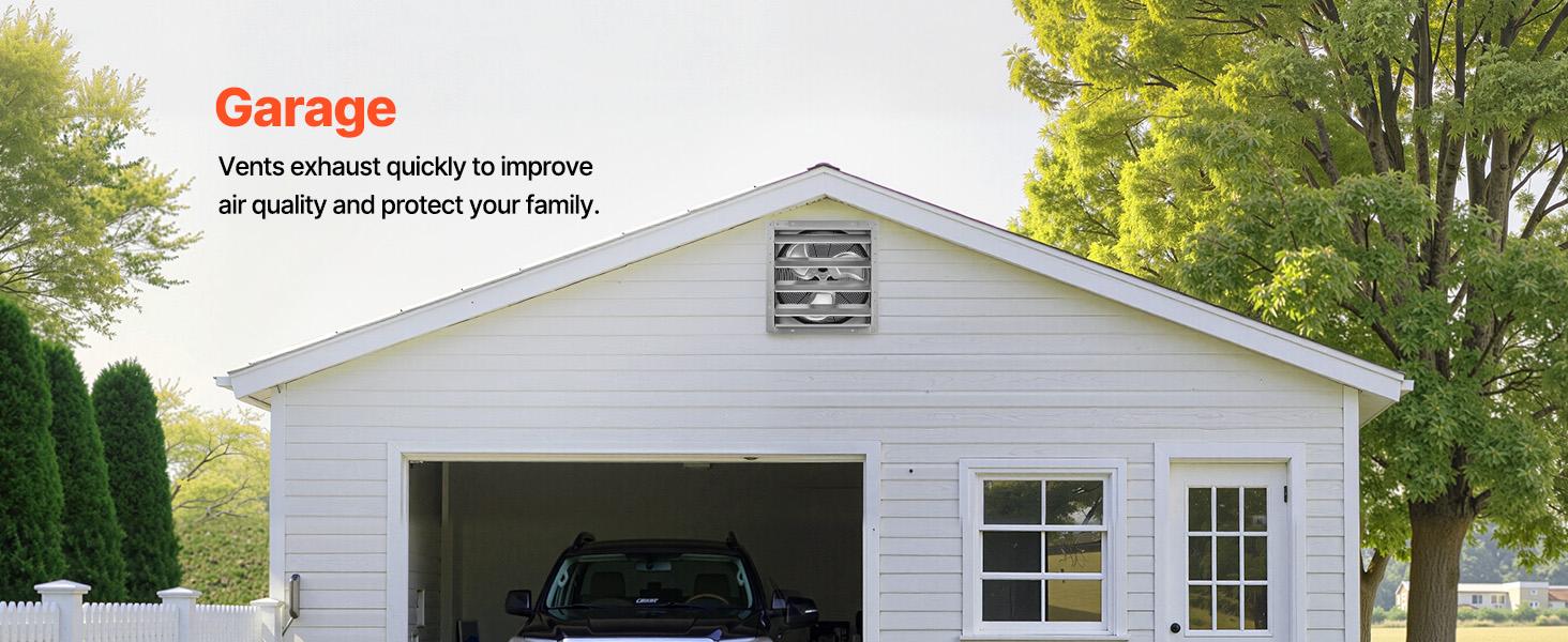VEVOR 18-Inch Wall-Mounted Ventilation Fan with Auto Louvers, Sturdy Steel Frame, 3051 CFM Flow, Low-Noise AC Motor, Silver - Home Cooling Solutions for Attic, Garage#BacktoSchool