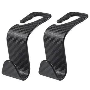 Car Seat Back Holder Hooks, Carbon Fiber Pattern Car Seat Back Hanger, Universal Auto Interior Seat Headrest Storage Hooks，Heavy Duty Purse Holder Bag Holder for Car, Space Saving Seat Hooks Purse Hanger for Vehicle.