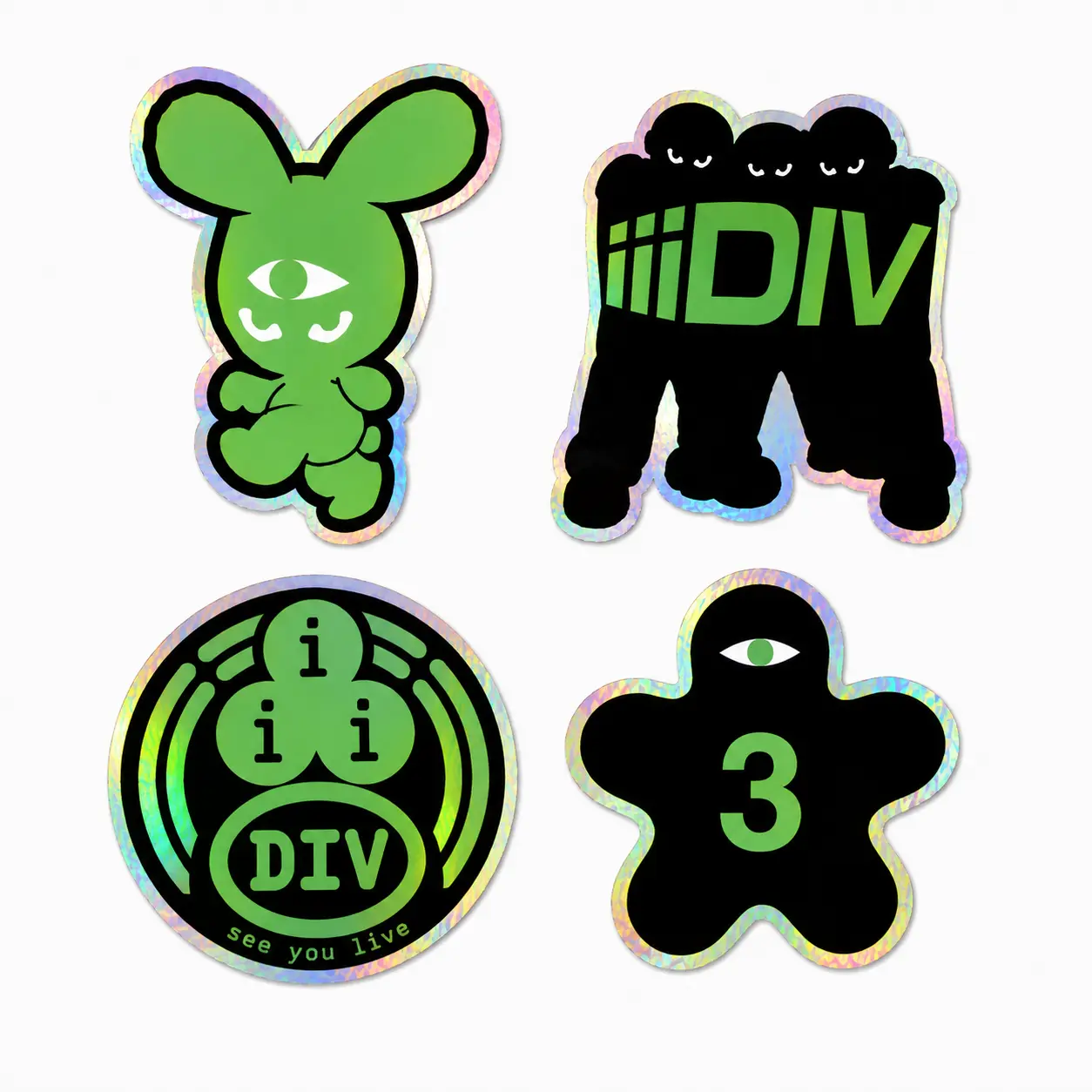 IIIDIVISION HOLOGRAM STICKER BUNDLE PACK - 4PK