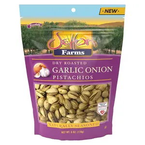 Pistachios Garlic Onion, In-Shell, 6 Oz. Bag, Kosher Snack Seed