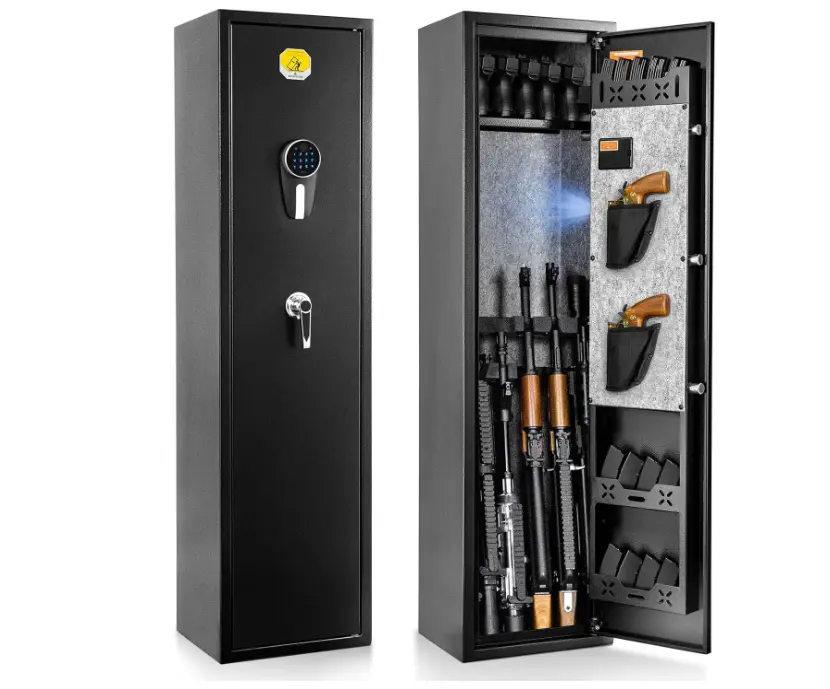 BlackSmith 6-long Safe Cabinet for Home, Quick Access,Keypad & Key,Wall Mount,Rack & Ammo Storage,Door Pockets (Digital Keypad-6)