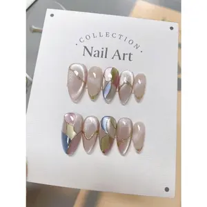 Stained Glass Cat Eye Press On Nails: Hand Painted Reusable Faux Nails