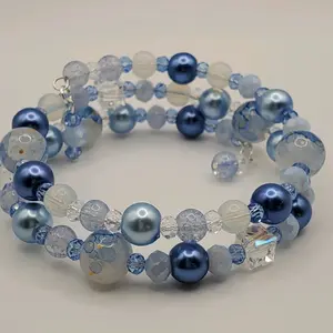 Double Wrap Memory Wire Bracelet - Glass Beads