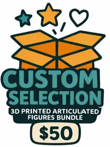Custom 3D Printed Articulated Figures Bundle - $50 Value PLA Plastic USA Made Clear Contents No Surprises Customizable Design
