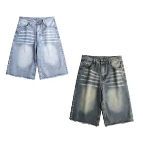 Men's JUNBAOSS 1/2 Pack Baggy Denim Shorts - Y2K Vintage Wide-Leg Skater Style, Classic Cotton Hipster Streetwear, Comfy Loose Below-Knee Jorts for Summer Casual Wear