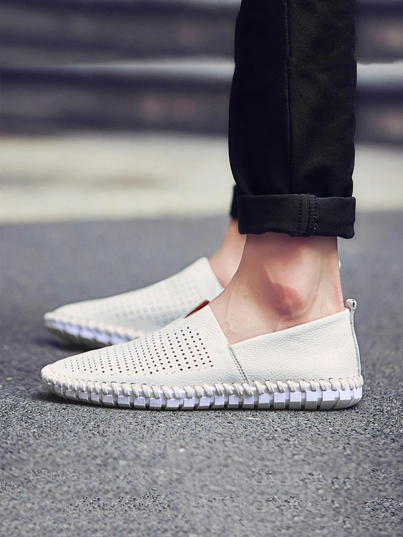 Men's Fashionable Hollow Out Design Slip on Loafers, Casual Comfortable Breathable Flat Shoes for Daily Wear, Lightweight Breathable Shoes for All Seasons Footwear