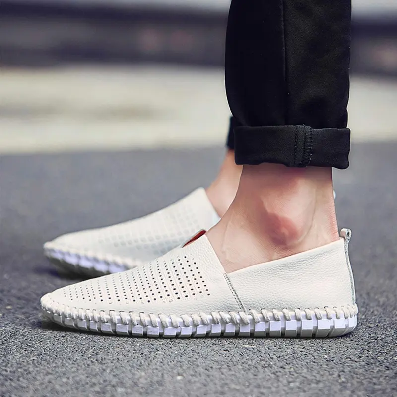Men's Fashionable Hollow Out Design Slip on Loafers, Breathable Walking Loafers, Casual Comfortable Breathable Flat Shoes for Daily Wear, Lightweight Breathable Shoes for All Seasons, Casual Breathable Footwear