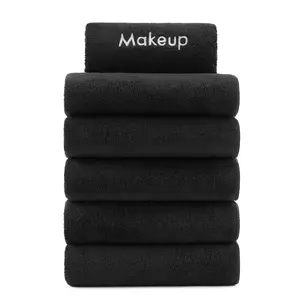 Bck2U Coral Fleece Embroidered Microfiber Makeup Fingertip Towels, 11x17 in., Four Colors, Buy a Set of 6 or Case of 72