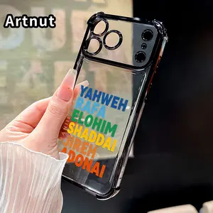 Divine Name Array Pattern Phone Case Suitable for iPhone 17 Pro Max 16 15 Plus Air 14 13 12 11 E Four Corner Air Cushion Anti Drop Transparent Full Coverage Cover