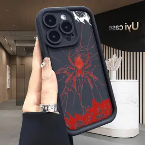 Red Spider Web Soft Case for  iPhone 16 16e 17 Air 15 14 13 12 11 Pro Max Plus X XS Shockproof Drop Protection Rugged Durable Silicone Cover Cellphone Smartphone