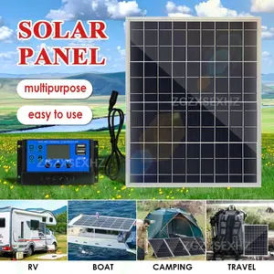15w Solar Panel Kit, High Efficiency Monocrystalline Silicon, USB Port, Portable Power Bank, Phone Charging, Camping Accessories, Solar Power System