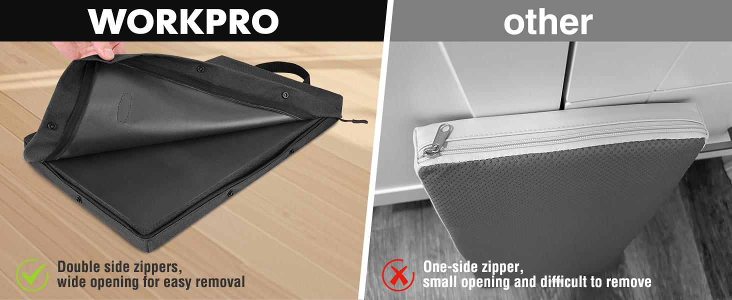 WORKPRO 17" Kneeling Pad with Removable Cover, Soft Pad Cushioning for Knee, Large Foam Kneeler Pad for Gardening, Daily Chores, Workout Supplies, Black