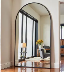 Full Length Mirror, 76"x34" Arched-Top, Hanging or Leaning, Floor Length Full  Standing Mirror, Wall Mounted with Aluminum Frame for Living Room (Black)