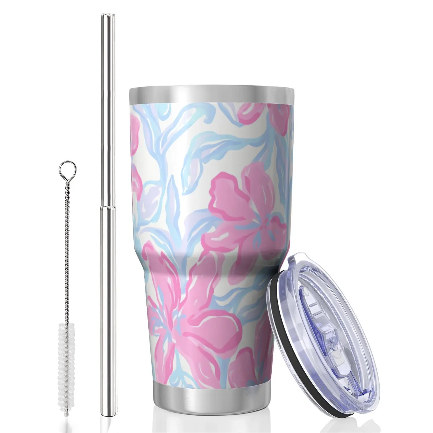 Personalized Gifts for Women - Floral Gifts for Women- Birthday Gifts for Women - Birthday Gift, Mothers DayGift for Mom, Her, Sister, Wife, Lady - 30 Oz Stainless Steel Top Bottom KeepsHot Cold , F_00033