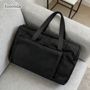 40L Large Capacity Sports Gym Bag with Shoes Compartment, Waterproof Weekend Travel Bag, Crossbody Handbag for Outdoor Fitness & Business Trip, Black