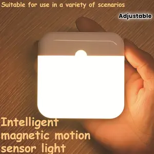 USB Rechargeable LED Motion Sensor Light Magnetic Mount No Drilling Human Body Induction Button Control Color Adjustable for Bedroom Kitchen Stairs Garage Corridor Home Decor Lighting 1pcs