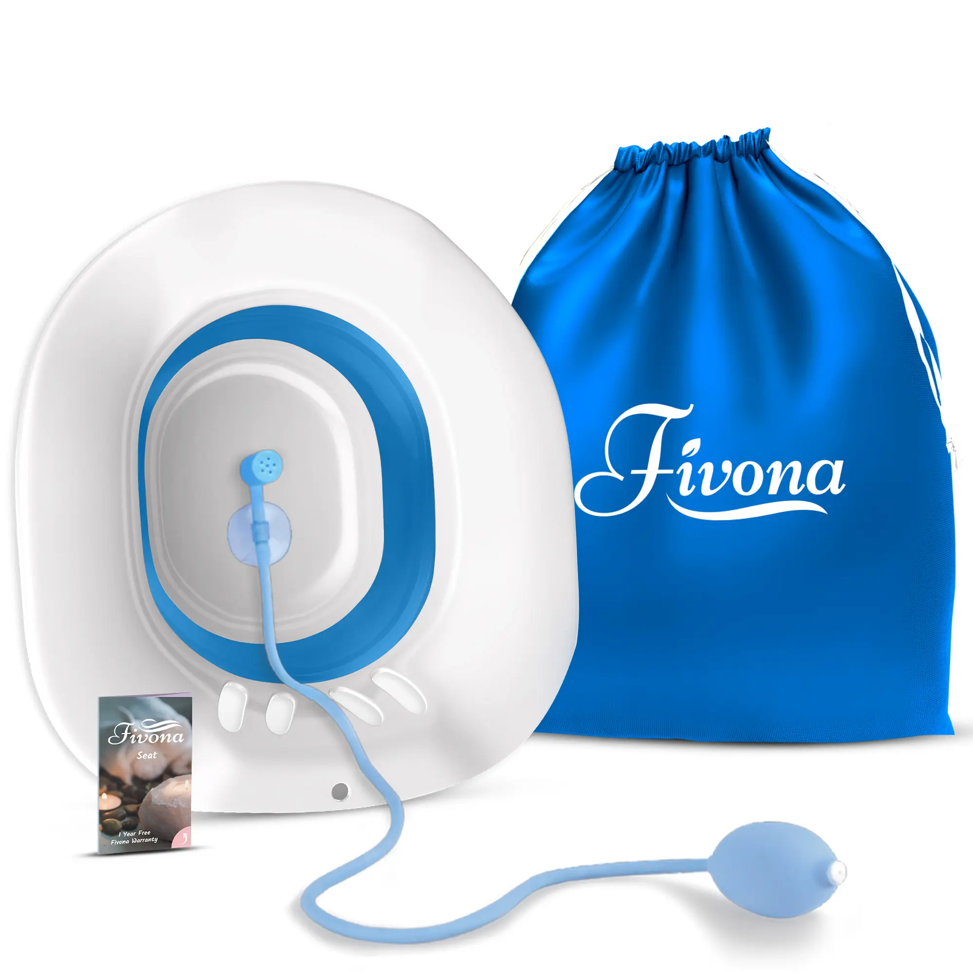 FIVONA Sitz Bath for Toilet Seat with Massage Hand Flusher and Storage Bag - Postpartum Care and Hemorrhoid Treatment - BPA Free V Steam Kit - Perfect for Perineal Soak and Portable Bidet - Ergonomic Yoni Steam Seat - Foldable Basin for Sitz Bath Soaking