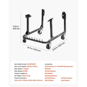 VEVOR Engine Stand, 750 LBS Load Capacity Engine Motor Stand, Heavy-Duty Steel Motor Holder with 4 Swivel Casters and 4 Hook Positions, Suitable for BB-CHEVY and GEN-1 SB-CHEVY Engines