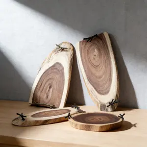 Natural Acacia Wood Cutting Board Set, Wooden Cutting Boards, Eco-Friendly Kitchenware Chopping Block, Durable & Safe for Meat & Fruit Slicing, Home Cooking Essentials