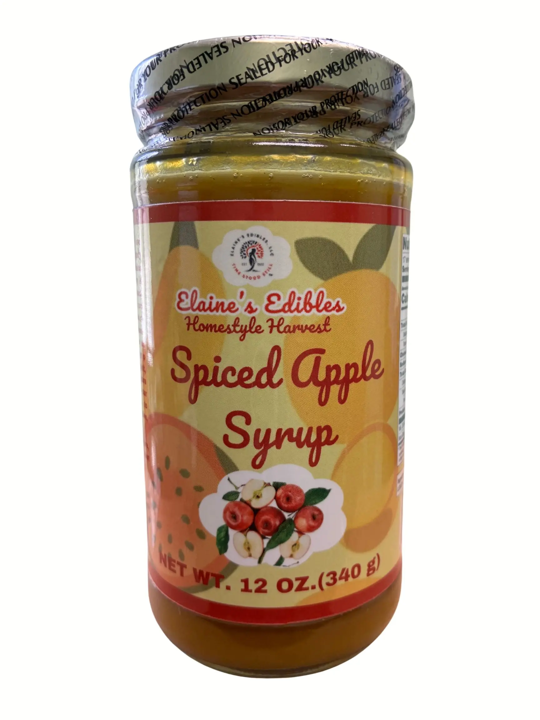Elaine’s Edibles Homestyle Harvest Spiced Apple Syrup - 78% Real Fruit, 12 oz Small Batch Beverage, Clean Label, Low Sugar, Allergen-Free Gourmet Syrup for Coffee, Baking, Pancakes