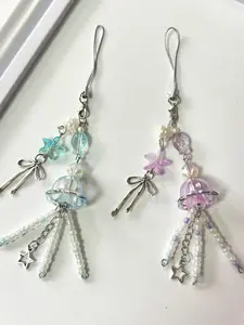 Y2K Jellyfish Mobile Phone Lanyard Aesthetic Tassel Phone Charm Keycord Backpack Pendant Keychain Decoration Mobile Phone Phone Accessory