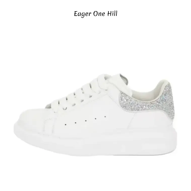McQueen Comfortable and versatile Sneaker,White Holo Silver,Fashionable,lightweight,low-top casual sports shoes