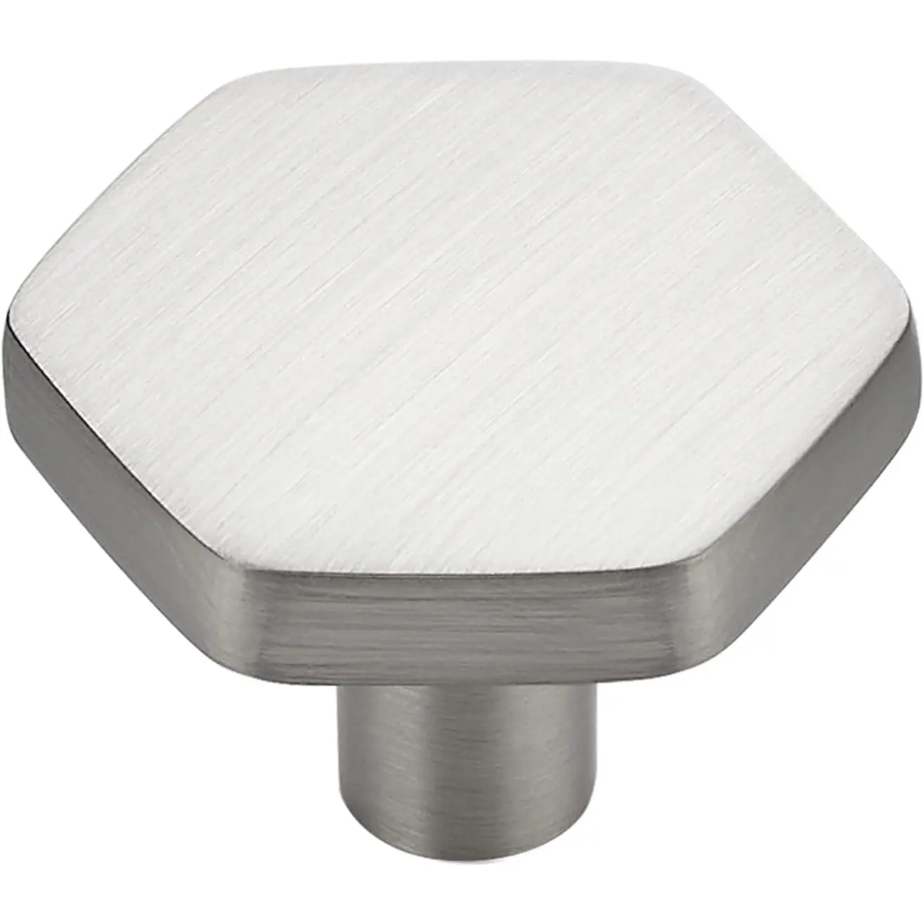 Brushed Nickel Cabinet Knobs 1 Pack Solid Kitchen Cabinet Knobs Hexagon 1.1'' Silver Knobs for Kitchen Cabinets and Drawers Dresser Knobs