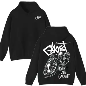 [graphic hoodies]Don’t Get Caught Ghost Racing Hoodie, Motorcycle Graffiti Graphic Hoodie, Gift For Women Mens, Mens Womenswear Top, Streetwear Style, Gifts for Biker