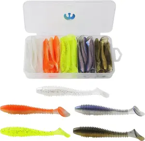 Soft Fishing Lures, 6.5cm/8cm Paddle Tail Swimbaits Soft Plastic Lures Kit for Bass Trout Walleye Crappie 30 count/40pcs