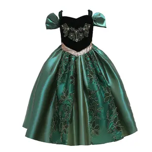 2025 Frozen Queen Anna & Elsa Dress✨Crystal Embroidery & Detachable Cape| Girls Princess Halloween Costume & Ballet Recital Gown