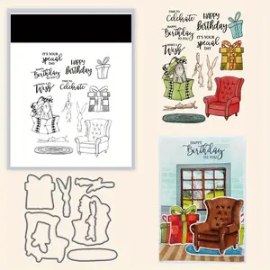 Exquisite Gifts and Cute Rabbit Clear Stamps and Cutting Dies, Suitable for DIY Crafts, Scrapbook Materials, Album Decoration, Paper Card Making, Album Decoration, Handmade Card Art, Handmade Gifts, Blessings, Birthday Thank You Cards!