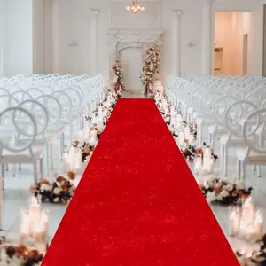 1 Pieces Wedding Aisle Runners Red Carpet Runner for Party 4.5FTx20FT Velvet Aisle Runner Outdoor Wedding Walkway Runner Include Carpet Tapes Rustic Runner Rug for Wedding Reception Party Decorations