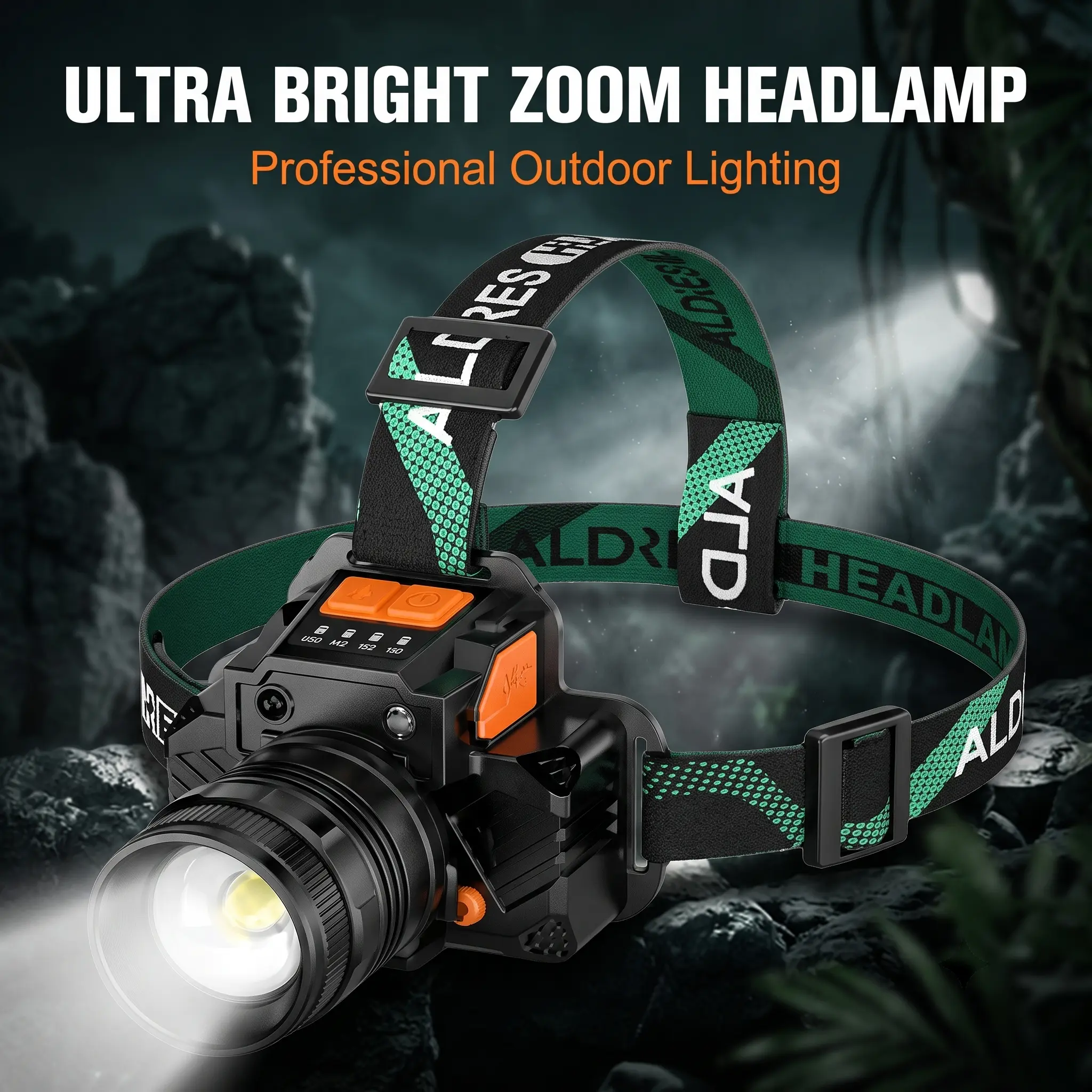 Ultra Bright Zoom Headlamp Rechargeable, High Lumen Adjustable Focus Head Light, IPX Waterproof LED Headlamp Flashlight for Adults, Outdoor Camping Fishing Hiking Hunting Emergency Work Lighting