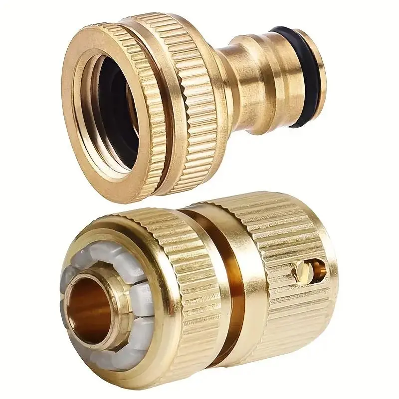 Brass Garden Hose Quick Connect Fittings, Quick Connect Connectors, Garden Hose Adapter for 1/2 Inch and 3/4 Inch Garden Hose Connections, Water Hose Quick Connect