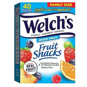 Welch's Fruit Snacks, Mixed Fruit, Perfect for School Lunches, Gluten Free, Bulk Pack, Individual Single Serve Bags, 0.8 oz (Pack of 40)