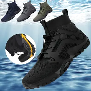 Men's Quick-Dry Anti-Slip Aqua Shoes - Lightweight Breathable Water Shoes with Rubber Sole & EVA Cushion for Hiking, Swimming, Beach, Camping - Multi-Color Options (Navy, Olive, Black), High Quality Shoes, Beach Footwear, Sleek Sneaker Desi