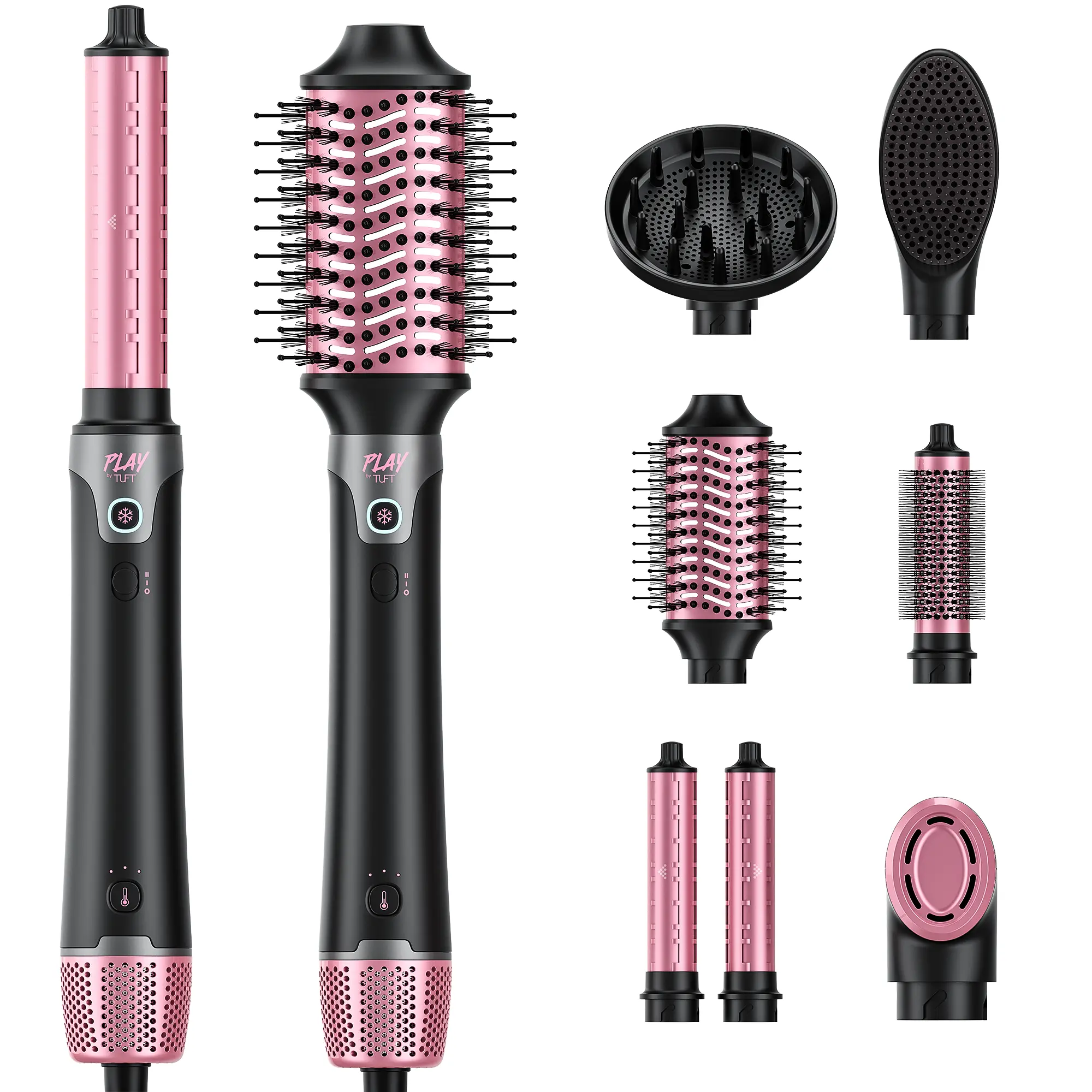 【Early Bird Deal】PLAY BY TUFT 7-in-1 Ionic Hot Air Styler, Auto Air Wrap High-Speed Dryer Curler, Volumizing Wavy Comb, Thermal Brush Blowout Tool, Multifunctional Styling Curler, Smooth Results No Heat Damage, Perfect Present for Women Friend Family Gift
