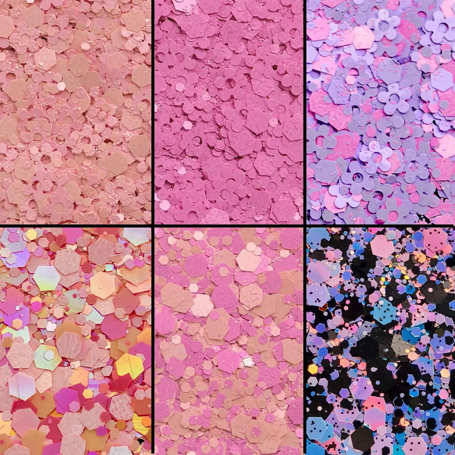 Set22-6 mix colors/shape Chunky Glitter