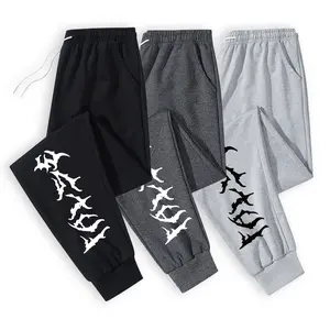 Versatile Men's Jogger Pants Featuring a Sharp Bat Silhouette Print Designed to Transition Seamlessly From Coffee Runs to Evening Walks Merging Practicality and Modern Style Effortlessly