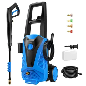 Electric Pressure Washer, 2.0 GPM Power Washer with 5 Nozzles, Foam Cannon, 23 FT Hose, Anti-Tip Wheels, High Pressure Cleaning Machine for Home