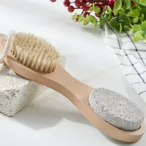 Wooden Multi-Functional Foot Care Brush, Bristle Exfoliating Foot Stone, Home Bath Cleaning Brush with Rope, Ideal for Daily Use