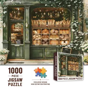 Walarky Cozy Bakery Shop 1000 Pieces Jigsaw Puzzle for Adults, Charming Bread Cafe Storefront Puzzle for Family Game Night, Stress Relief Relaxation, Brain Challenge, Wall Decor, Gift for Seniors and Food Lovers, 27.5x20inch(70x50cm)