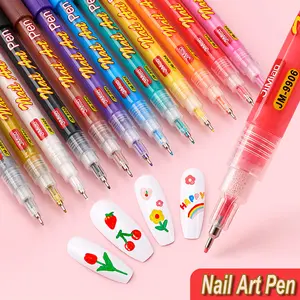 12 Color Water-Based Acrylic Nail Art Paint Pens Set, Fast Drying, Long-Lasting, Suitable for DIY Nail Art, Salon Use