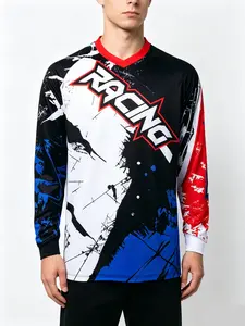 Men's Downhill MTB Jersey Long Sleeve Cycling Shirt, Mountain Bike Riding Gear, Breathable & Durable Outdoor Sports Top